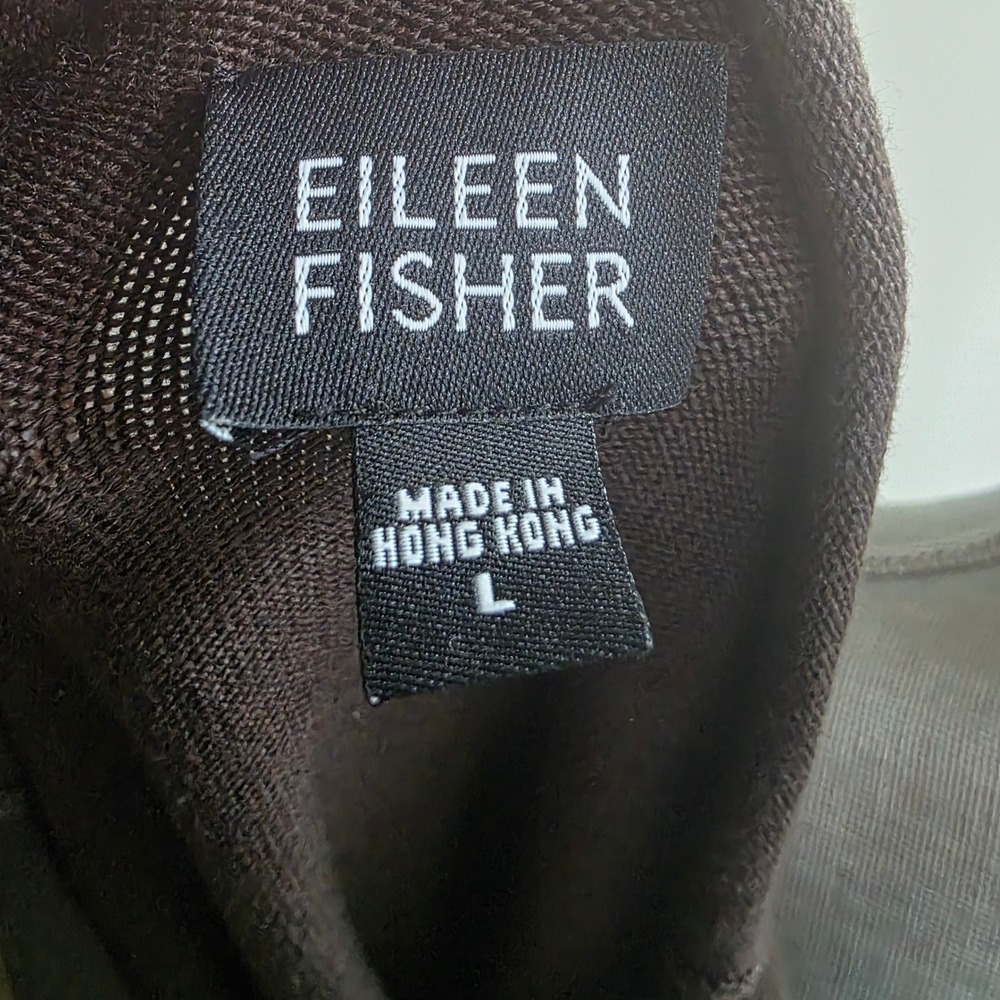 Eileen Fisher Womens Large Brown Cotton Knit Roll Neck Long Sleeve Top Sweater - Picture 3 of 6